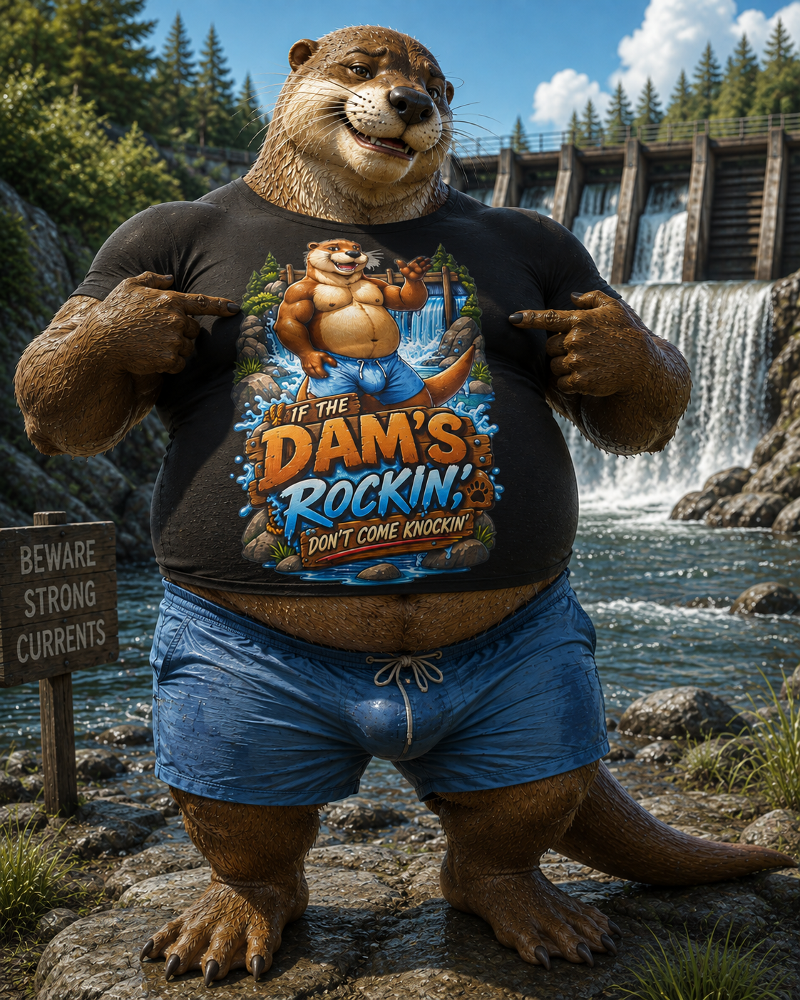 Gay Otter "If The Dam's Rockin, Don't Come Knockin'" Tee