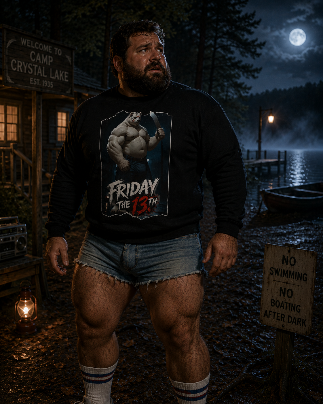 Friday the 13th Daddy Bear Sweatshirt | Gay Bear Horror Sweater