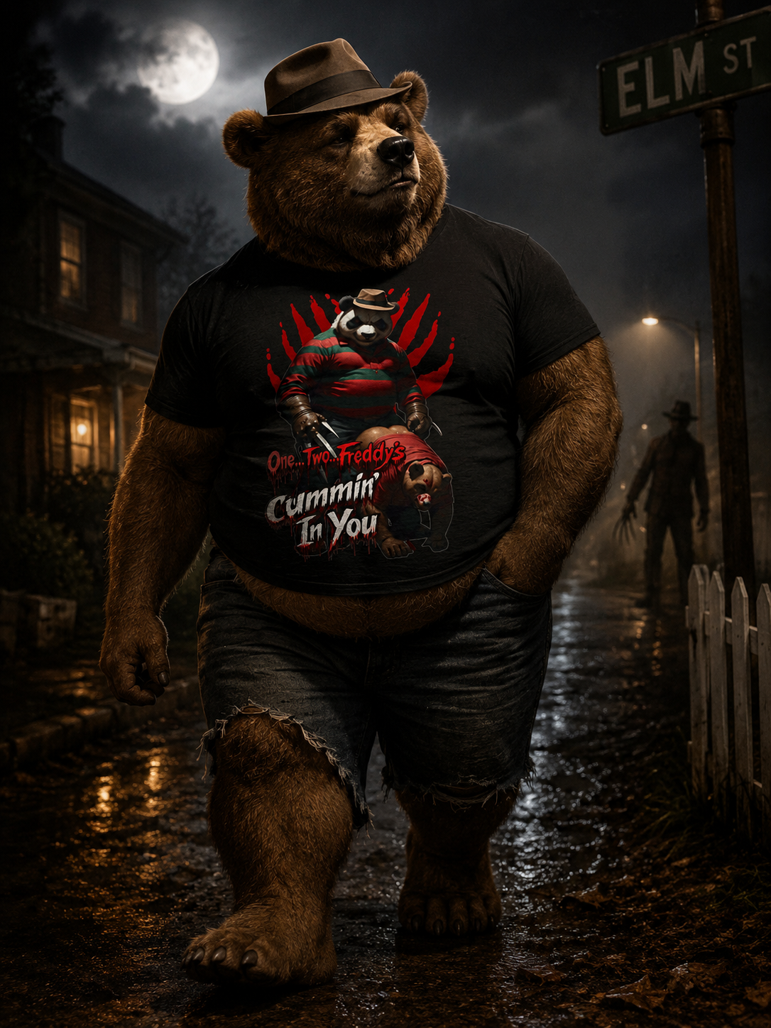 Gay Bear "One... Two... Freddy's Cummin' In You" Halloween Tee