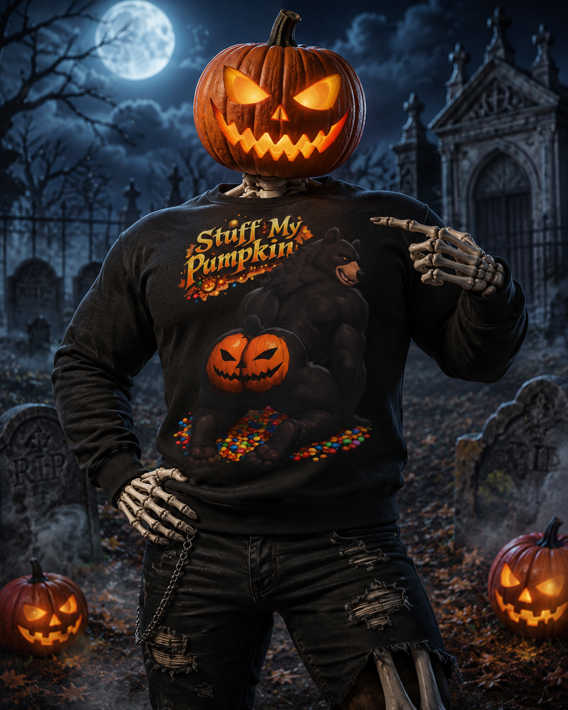 Gay Halloween "Stuff My Pumpkin" Sweatshirt