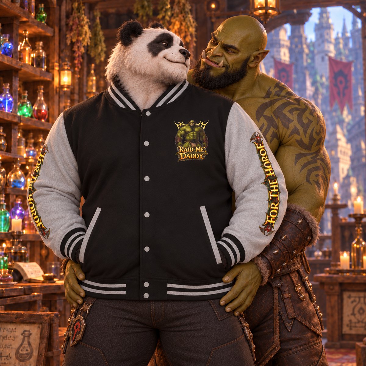 Gay Bear "Raid Me Daddy" Orc Letterman Jacket